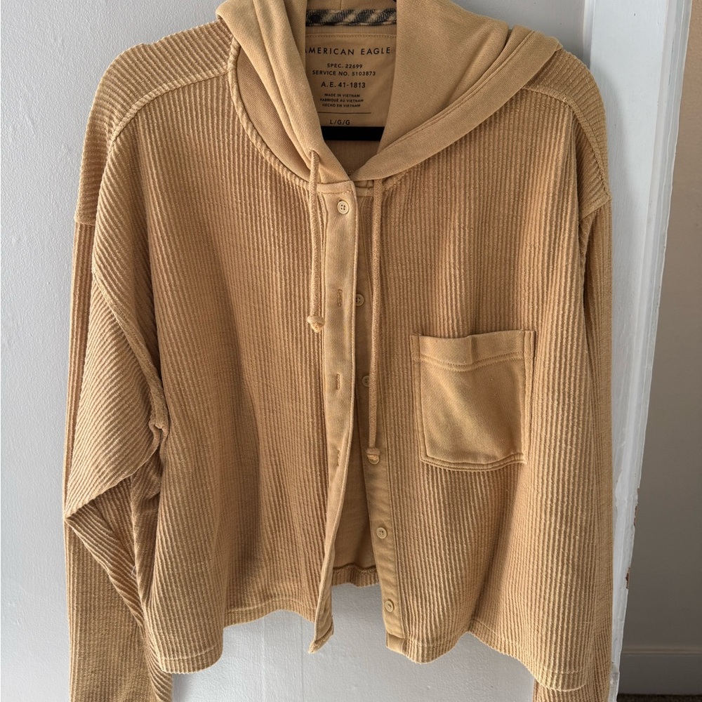 American Eagle Outfitters Tan Hooded Jacket